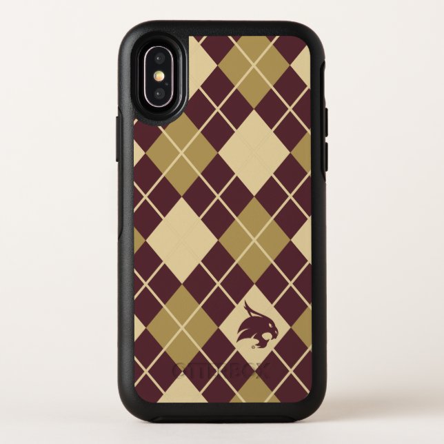 Texas State University Supercat Argyle Pattern Otterbox iPhone Case (Back)