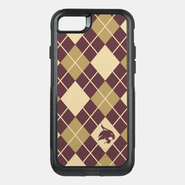 Texas State University Supercat Argyle Pattern Otterbox iPhone Case (Back)
