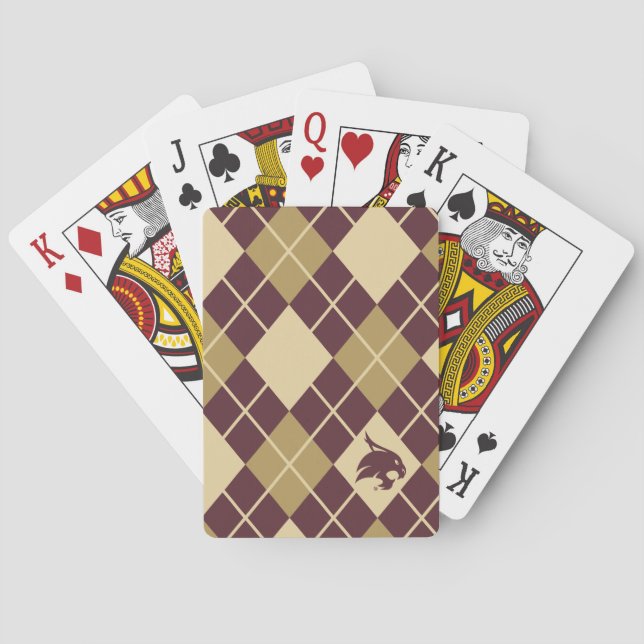 Texas State University Supercat Argyle Pattern Poker Cards (Back)