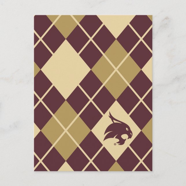 Texas State University Supercat Argyle Pattern Postcard (Front)