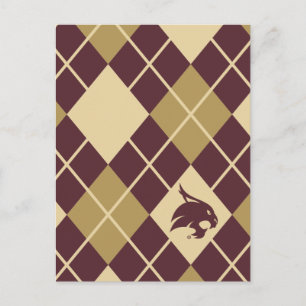 Texas State University Supercat Argyle Pattern Postcard