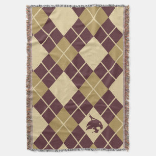 Texas State University Supercat Argyle Pattern Throw Blanket