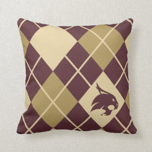 Texas State University Supercat Argyle Pattern Throw Pillow