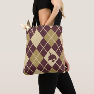 Texas State University Supercat Argyle Pattern Tote Bag
