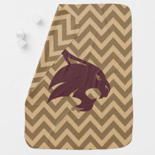 Texas State University Supercat Chevron Pattern Baby Blanket