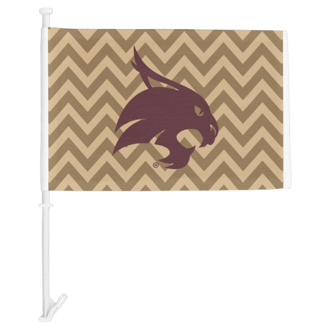 Texas State University Supercat Chevron Pattern Car Flag (Front)