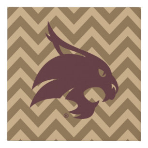 Texas State University Supercat Chevron Pattern Faux Canvas Print