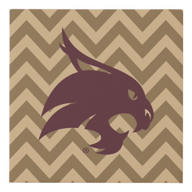Texas State University Supercat Chevron Pattern Faux Canvas Print (Front)