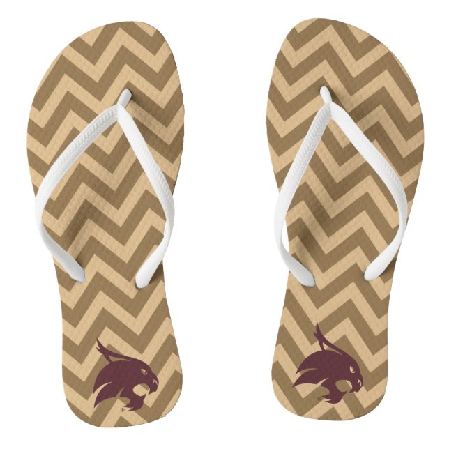Texas State University Supercat Chevron Pattern Flip Flops (Footbed)
