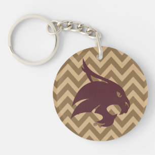 Texas State University Supercat Chevron Pattern Keychain