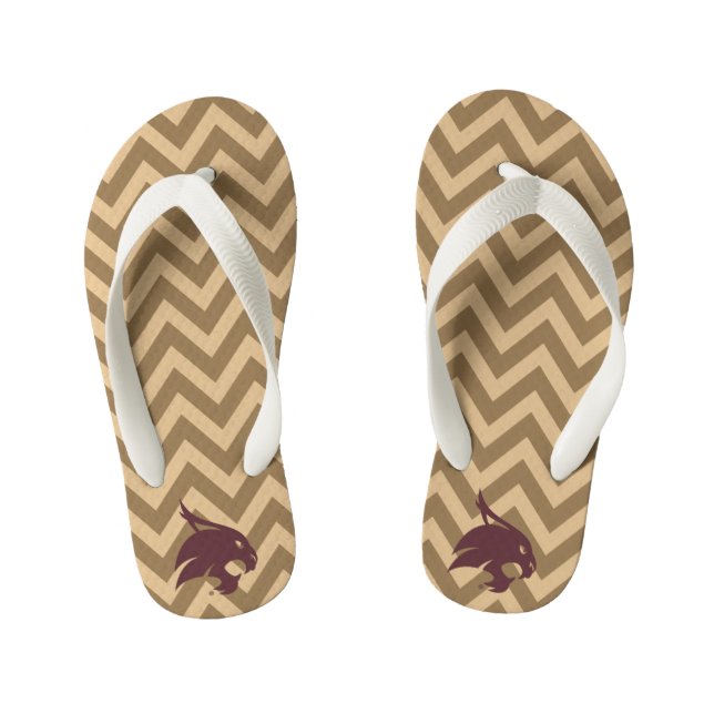 Texas State University Supercat Chevron Pattern Kid's Flip Flops (Footbed)