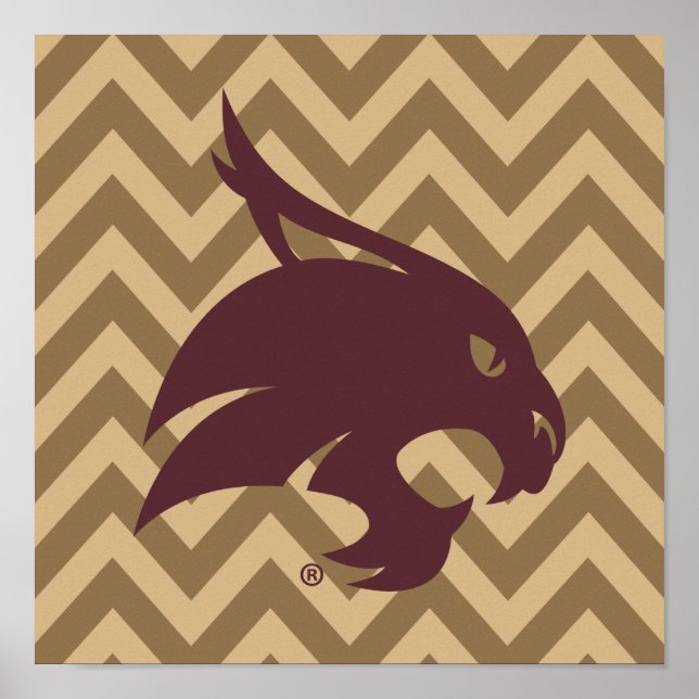 Texas State University Supercat Chevron Pattern Poster (Front)