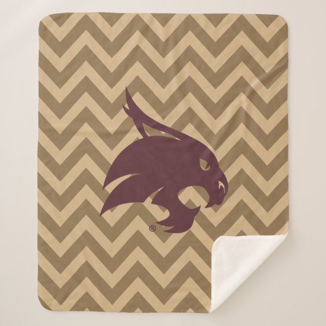 Texas State University Supercat Chevron Pattern Sherpa Blanket (Front)
