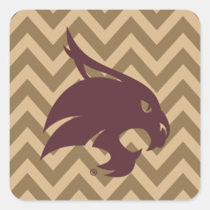 Texas State University Supercat Chevron Pattern Square Sticker