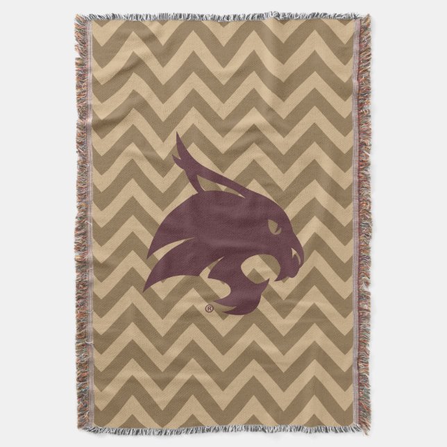 Texas State University Supercat Chevron Pattern Throw Blanket (Front Vertical)