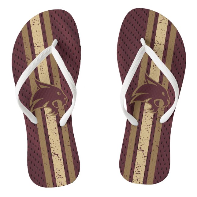 Texas State University Supercat Football Jersey Flip Flops (Footbed)