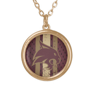 Texas State University Supercat Football Jersey Gold Plated Necklace