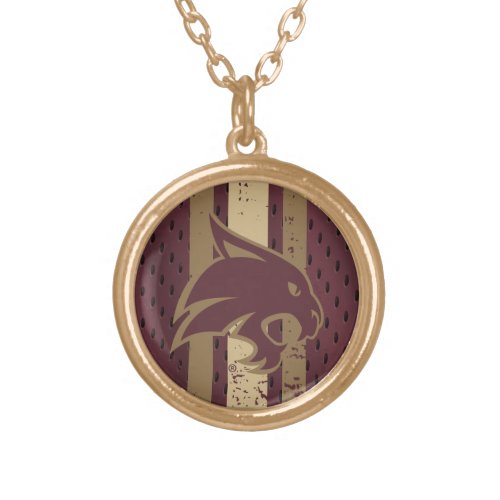 Texas State University Supercat Football Jersey Gold Plated Necklace