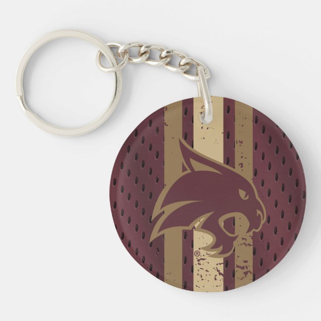 Texas State University Supercat Football Jersey Keychain (Front)