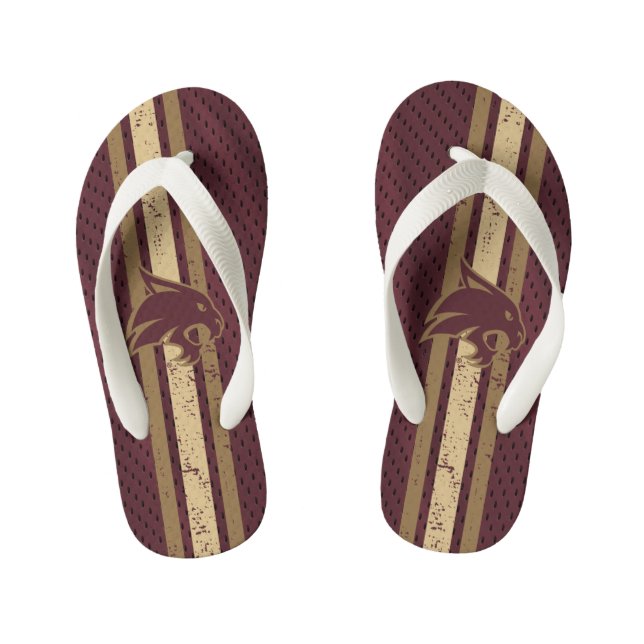 Texas State University Supercat Football Jersey Kid's Flip Flops (Footbed)