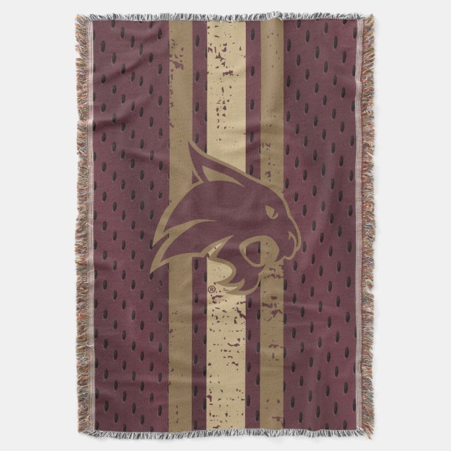 Texas State University Supercat Football Jersey Throw Blanket (Front Vertical)