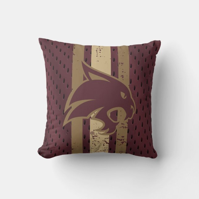 Texas State University Supercat Football Jersey Throw Pillow (Front)