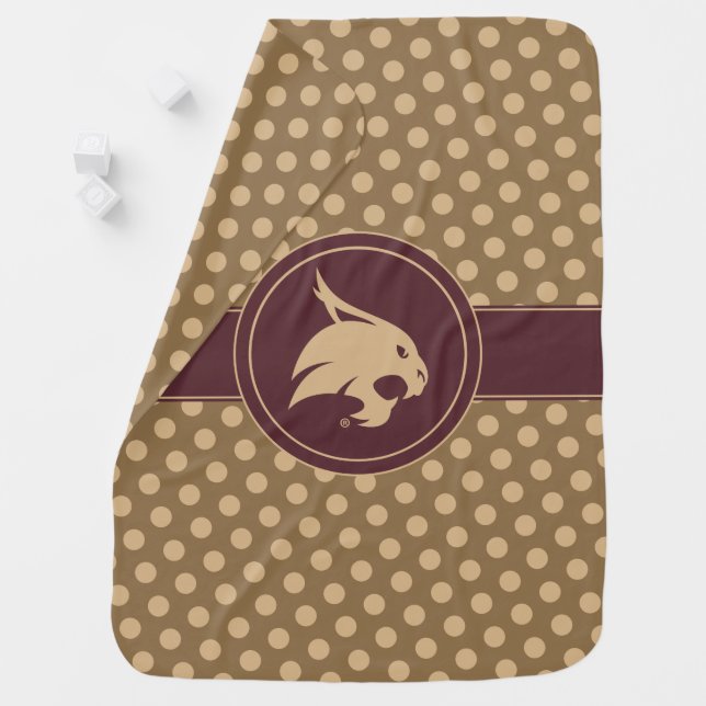 Texas State University Supercat Polka Dot Pattern Baby Blanket (In Situ)