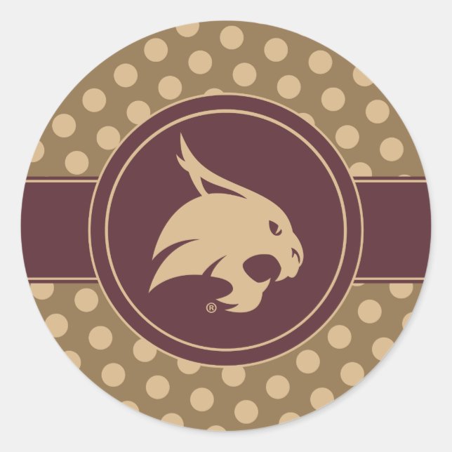 Texas State University Supercat Polka Dot Pattern Classic Round Sticker (Front)
