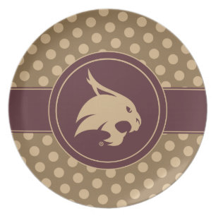 Texas State University Supercat Polka Dot Pattern Dinner Plate