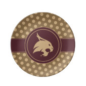 Texas State University Supercat Polka Dot Pattern Dinner Plate (Front)