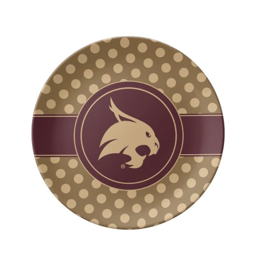 Texas State University Supercat Polka Dot Pattern Dinner Plate (Front)