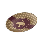 Texas State University Supercat Polka Dot Pattern Dinner Plate (Side)