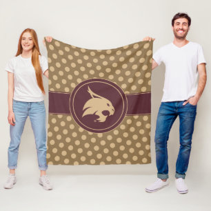 Texas State University Supercat Polka Dot Pattern Fleece Blanket