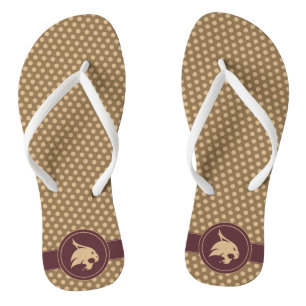Texas State University Supercat Polka Dot Pattern Flip Flops