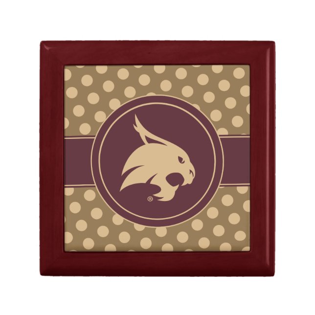 Texas State University Supercat Polka Dot Pattern Gift Box (Front)