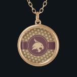 Texas State University Supercat Polka Dot Pattern Gold Plated Necklace<br><div class="desc">Check out these new Texas State University designs! Show off your TSU Bobcats pride with these new Texas State products. These make perfect gifts for the Bobcats student, alumni, family, friend or fan in your life. All of these Zazzle products are customizable with your name, class year, or club. Go...</div>