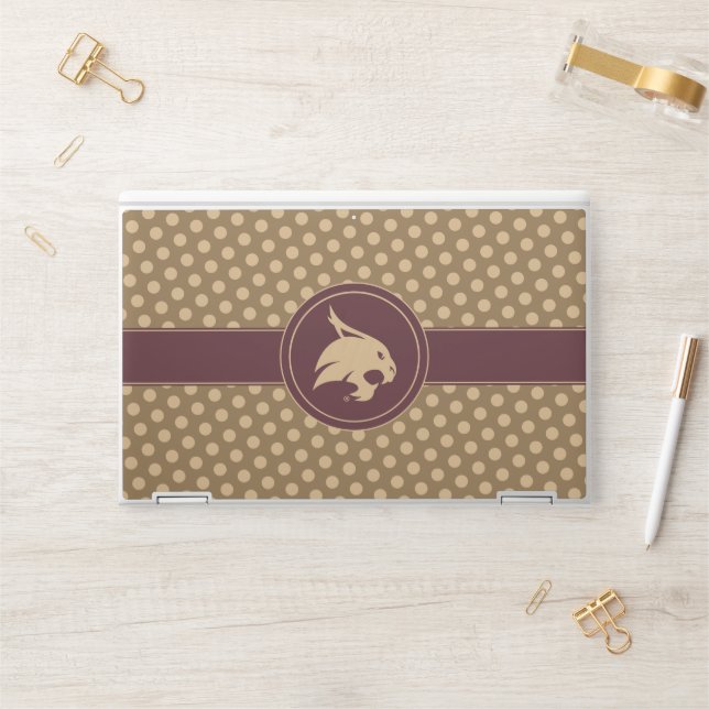 Texas State University Supercat Polka Dot Pattern HP Laptop Skin (Desk)