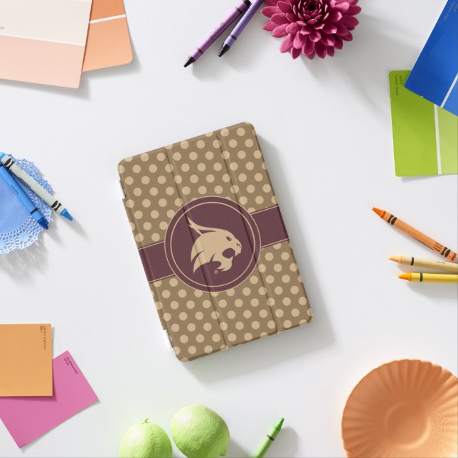 Texas State University Supercat Polka Dot Pattern iPad Mini Cover (In Situ)
