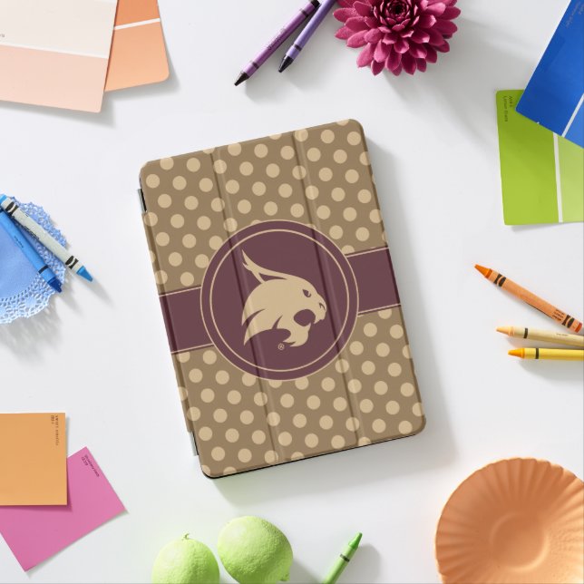 Texas State University Supercat Polka Dot Pattern iPad Pro Cover (Desk)