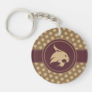 Texas State University Supercat Polka Dot Pattern Keychain