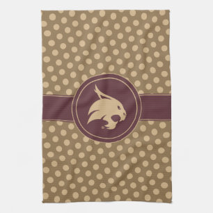 Texas State University Supercat Polka Dot Pattern Kitchen Towel