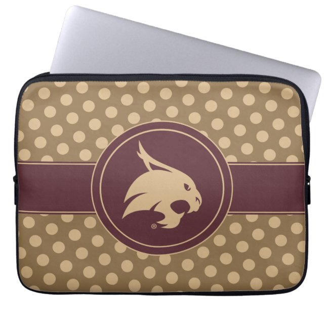 Texas State University Supercat Polka Dot Pattern Laptop Sleeve (Front)