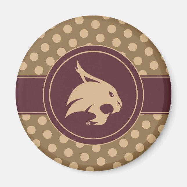 Texas State University Supercat Polka Dot Pattern Magnet (Front)