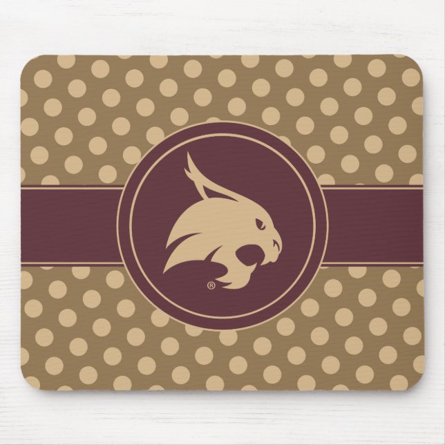 Texas State University Supercat Polka Dot Pattern Mouse Pad (Front)