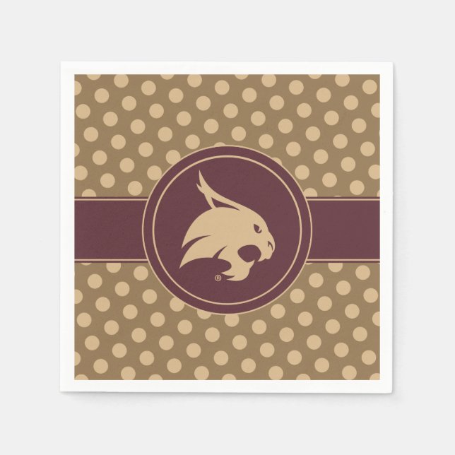 Texas State University Supercat Polka Dot Pattern Napkins (Front)