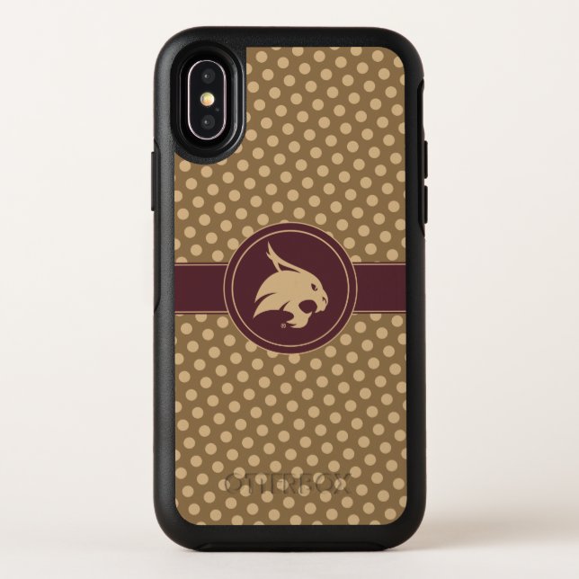 Texas State University Supercat Polka Dot Pattern Otterbox iPhone Case (Back)