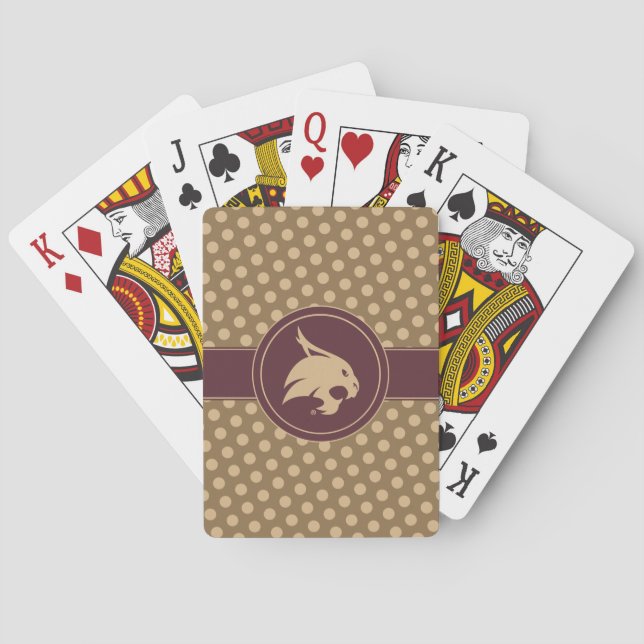 Texas State University Supercat Polka Dot Pattern Poker Cards (Back)