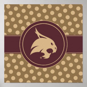 Texas State University Supercat Polka Dot Pattern Poster