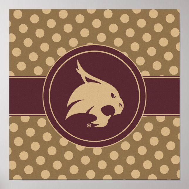 Texas State University Supercat Polka Dot Pattern Poster (Front)