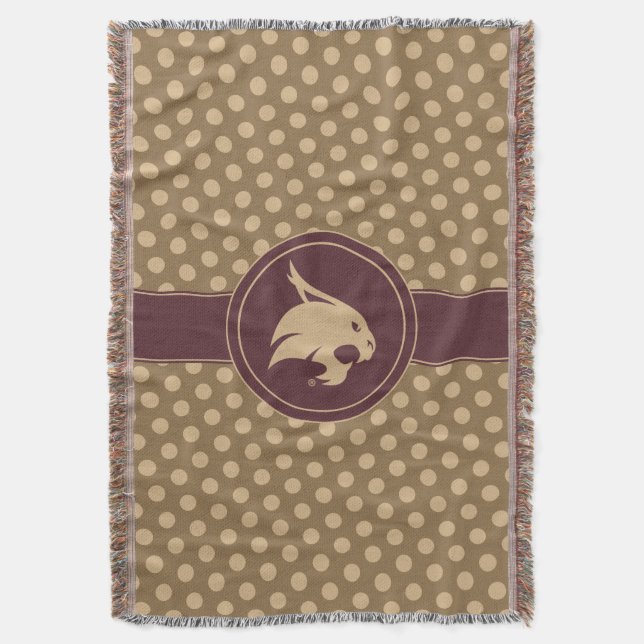 Texas State University Supercat Polka Dot Pattern Throw Blanket (Front Vertical)